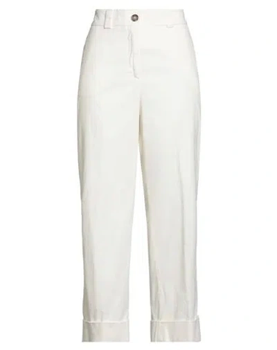 Peserico Easy Woman Pants White Size 6 Cotton, Elastane
