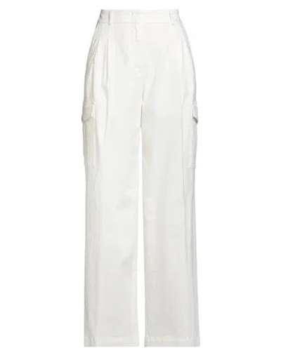 Peserico Easy Woman Pants White Size 6 Cotton, Tencel, Silk, Elastane