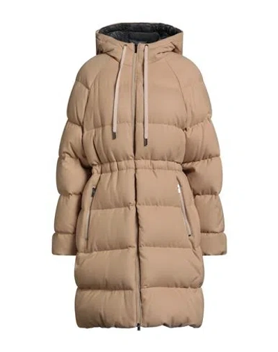 Peserico Easy Woman Puffer Camel Size 6 Nylon, Polyester, Viscose, Elastane In Brown
