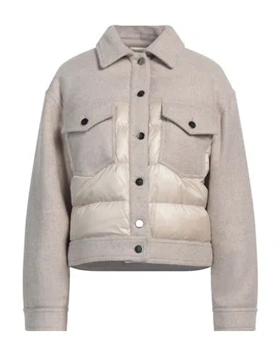 Peserico Easy Woman Puffer Light Grey Size 6 Wool, Viscose, Polyamide