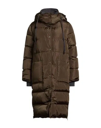 Peserico Easy Woman Puffer Military Green Size 10 Polyamide In Brown