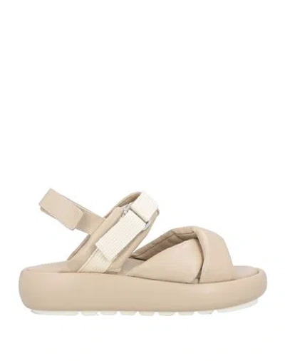 Peserico Easy Woman Sandals Beige Size 7 Leather In Neutral