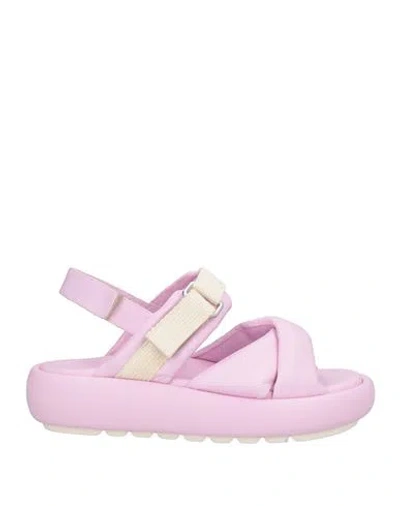 Peserico Easy Woman Sandals Pink Size 7 Leather In Purple