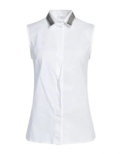 Peserico Easy Woman Shirt White Size 8 Cotton, Elastane