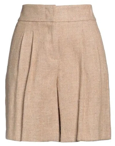 Peserico Easy Woman Shorts & Bermuda Shorts Camel Size 6 Linen, Viscose, Cotton, Polyester, Polyamid In Brown