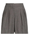 Peserico Easy Woman Shorts & Bermuda Shorts Grey Size 6 Wool, Polyester, Viscose, Polyamide, Elastan In Brown