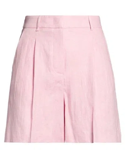 Peserico Easy Woman Shorts & Bermuda Shorts Pink Size 6 Linen