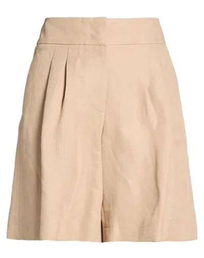 Peserico Easy Woman Shorts & Bermuda Shorts Sand Size 6 Linen, Rayon In Neutral