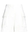 Peserico Easy Woman Shorts & Bermuda Shorts White Size 10 Cotton, Elastane