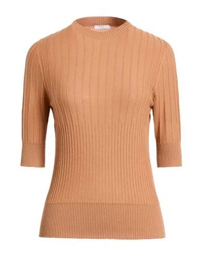 Peserico Easy Woman Sweater Camel Size 6 Merino Wool In Brown
