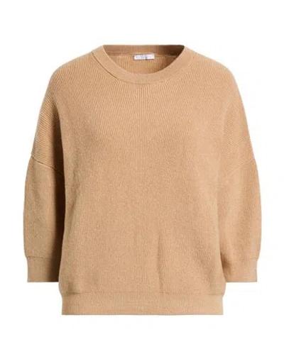 Peserico Easy Woman Sweater Camel Size 6 Wool, Cashmere, Polyester In Brown