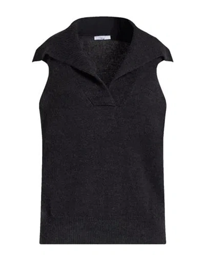 Peserico Easy Woman Sweater Charcoal Size 6 Merino Wool, Alpaca Wool, Polyamide, Virgin Wool, Cashme In Black