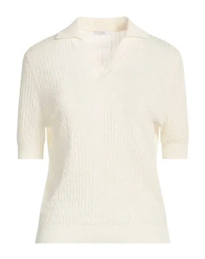 Peserico Easy Woman Sweater Ivory Size 6 Cotton, Linen In White