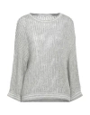 Peserico Easy Woman Sweater Light Grey Size 6 Polyamide, Linen, Viscose, Polyester, Metallic Fiber In Grey