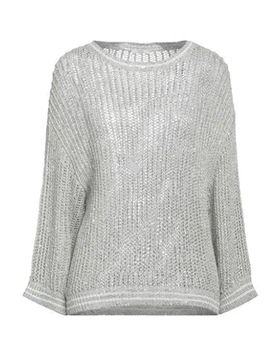 Peserico Easy Woman Sweater Light Grey Size 6 Polyamide, Linen, Viscose, Polyester, Metallic Fiber