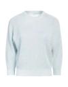 Shop Peserico Easy Woman Sweater Sky Blue Size 6 Linen, Cotton