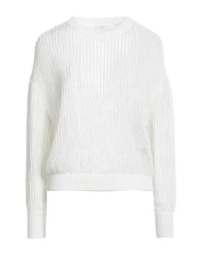 Peserico Easy Woman Sweater White Size 6 Linen, Cotton, Viscose, Polyester, Metallic Fiber