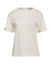 Peserico Easy Woman T-shirt Cream Size 6 Cotton, Linen In White