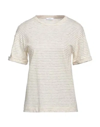 Peserico Easy Woman T-shirt Cream Size 6 Cotton, Linen In White
