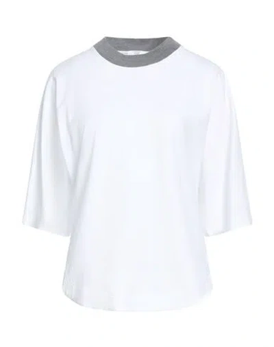 Peserico Easy Woman T-shirt Ivory Size 10 Cotton, Elastane, Virgin Wool In White