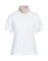 Peserico Easy Woman T-shirt White Size 2 Virgin Wool, Cotton, Elastane
