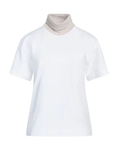 Peserico Easy Woman T-shirt White Size 2 Virgin Wool, Cotton, Elastane In White