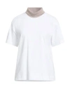 Peserico Easy Woman T-shirt White Size 6 Cotton, Elastane, Merino Wool In White