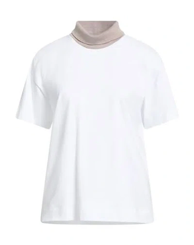 Peserico Easy Woman T-shirt White Size 6 Cotton, Elastane, Merino Wool