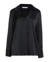 Peserico Satin Silk-blend Shirt In Black