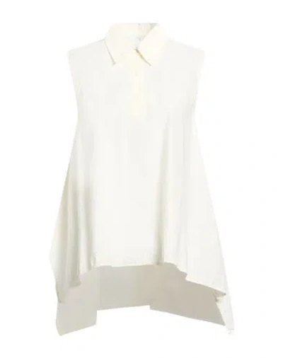 Peserico Easy Woman Top Ivory Size 6 Cotton In Gray