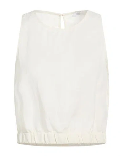 Peserico Easy Woman Top Ivory Size 6 Linen In White