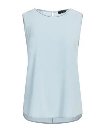 Peserico Easy Woman Top Light Blue Size 6 Silk, Elastane In Blue