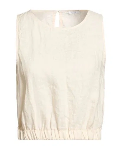 Peserico Easy Woman Top Off White Size 6 Linen In Neutral