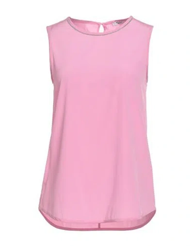 Peserico Easy Woman Top Pink Size 8 Silk, Elastane
