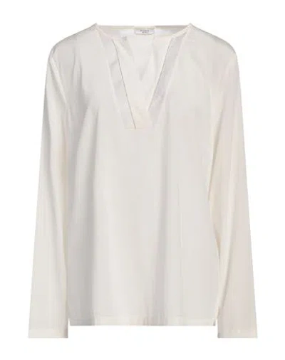 Peserico Easy Woman Top White Size 10 Silk, Elastane, Cotton