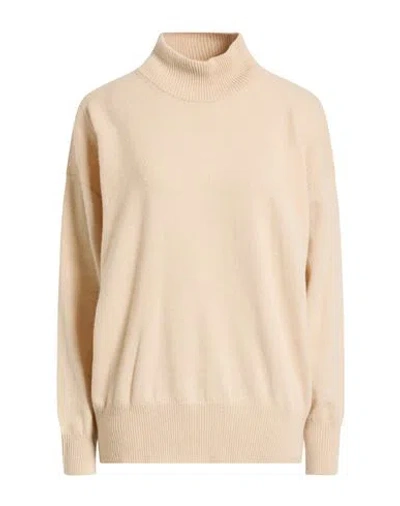 Peserico Easy Woman Turtleneck Beige Size 6 Merino Wool, Cashmere In Neutral