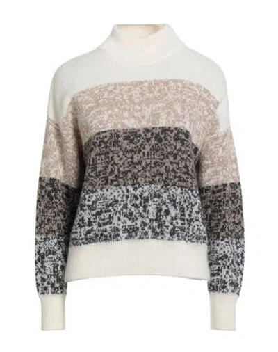 Peserico Easy Woman Turtleneck Cream Size 10 Alpaca Wool, Polyamide, Virgin Wool In White