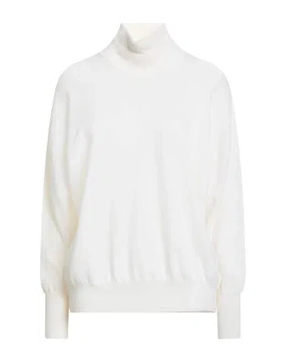 Peserico Easy Woman Turtleneck Ivory Size 6 Merino Wool, Cashmere In White