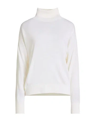 Peserico Easy Woman Turtleneck Ivory Size 6 Merino Wool In White