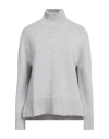 Peserico Easy Woman Turtleneck Light Grey Size 6 Merino Wool, Cashmere In Grey