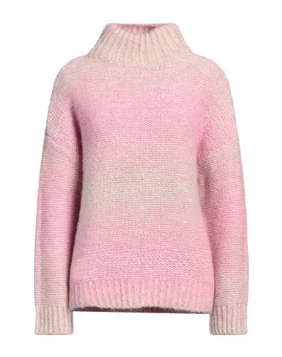 Peserico Easy Woman Turtleneck Pink Size 10 Alpaca Wool, Polyamide
