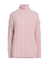 Peserico Easy Woman Turtleneck Pink Size 6 Merino Wool, Cashmere, Alpaca Wool, Polyamide, Virgin Woo In Pink