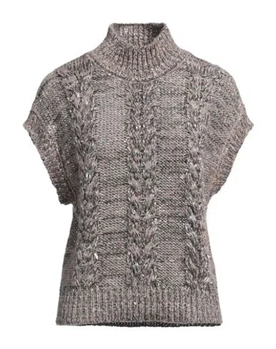 Peserico Easy Woman Turtleneck Sand Size 6 Paper Yarn, Viscose, Polyamide In Beige