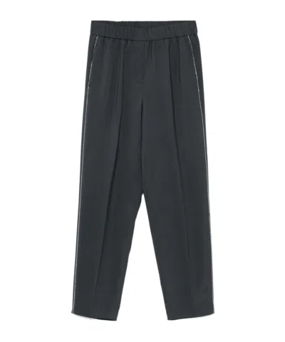 Peserico Elastic-waist Trousers In Black