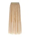 Peserico Textured Pleated Skirt Elastic Waistband In Brown