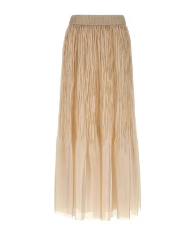PESERICO ELASTIC PLEATED MIDI SKIRT