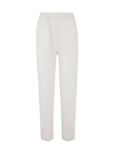PESERICO ELASTIC REGULAR TROUSERS,P04036.02600 902 NATURAL WHITE