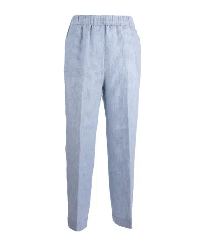 Peserico Elastic Waist Casual Pants In Blue