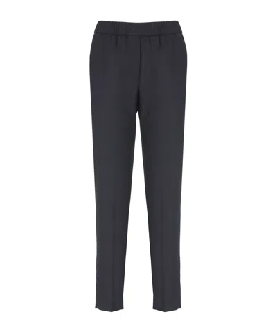 Peserico Elastic Waist Casual Pants In Blue