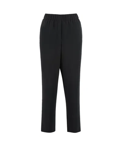 Peserico Elastic Waist Casual Pants In Black